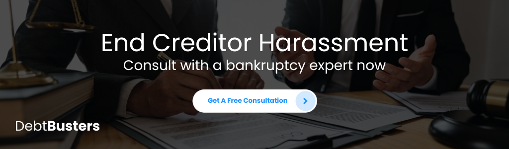 the process of bankruptcy, highlighting key terms like adversary proceeding, credit card balance, home foreclosure breach, lien on your property, dischargeable debt, and money judgment.